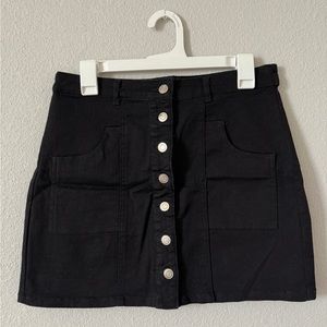 Altar’d State Black Denim Skirt Mini Button Detail Women's Size Medium